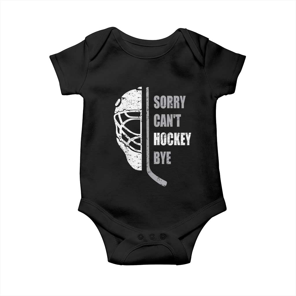 Ice Hockey Player Baby Onesie Retro Sorry Cant Hockey Bye - Wonder Print Shop