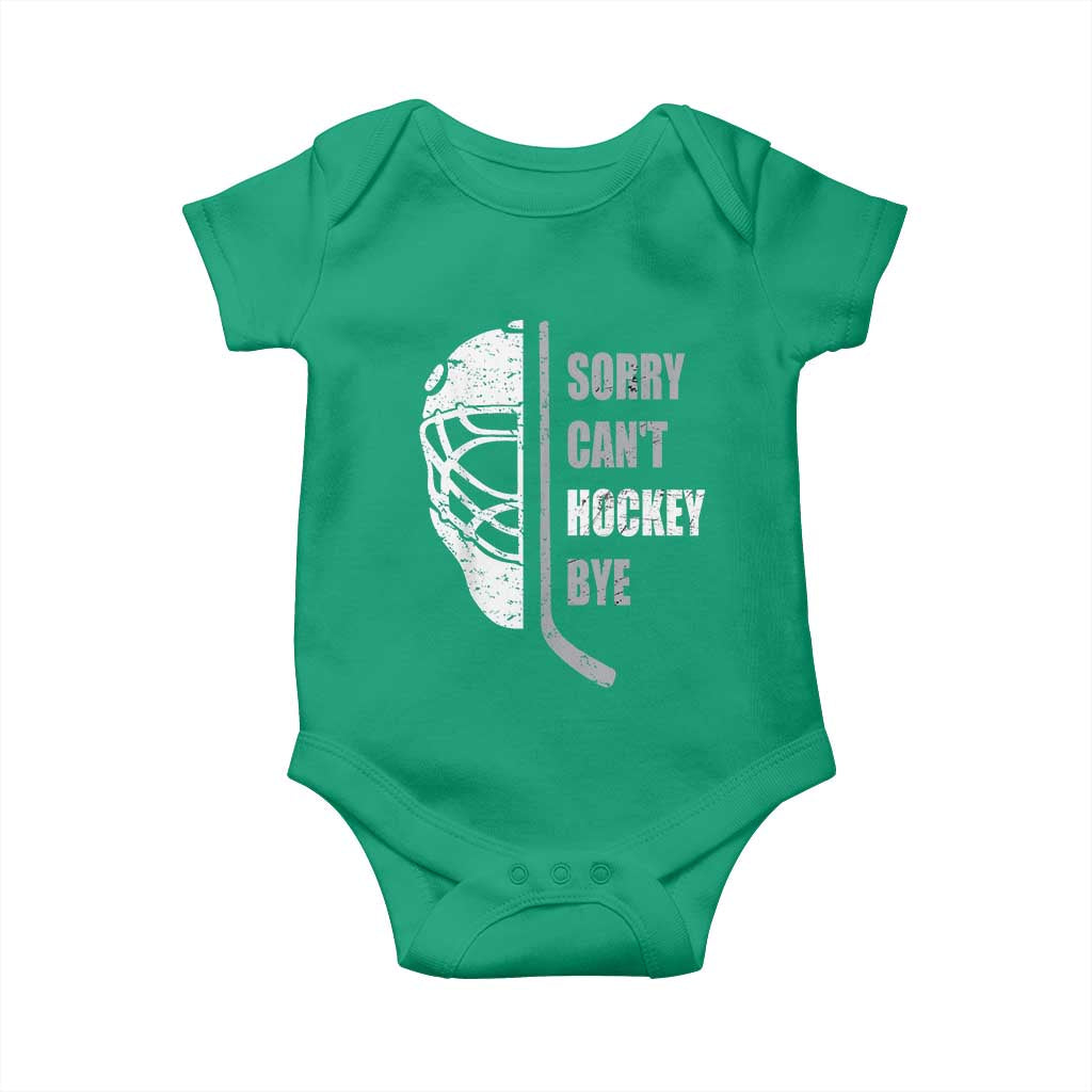 Ice Hockey Player Baby Onesie Retro Sorry Cant Hockey Bye - Wonder Print Shop