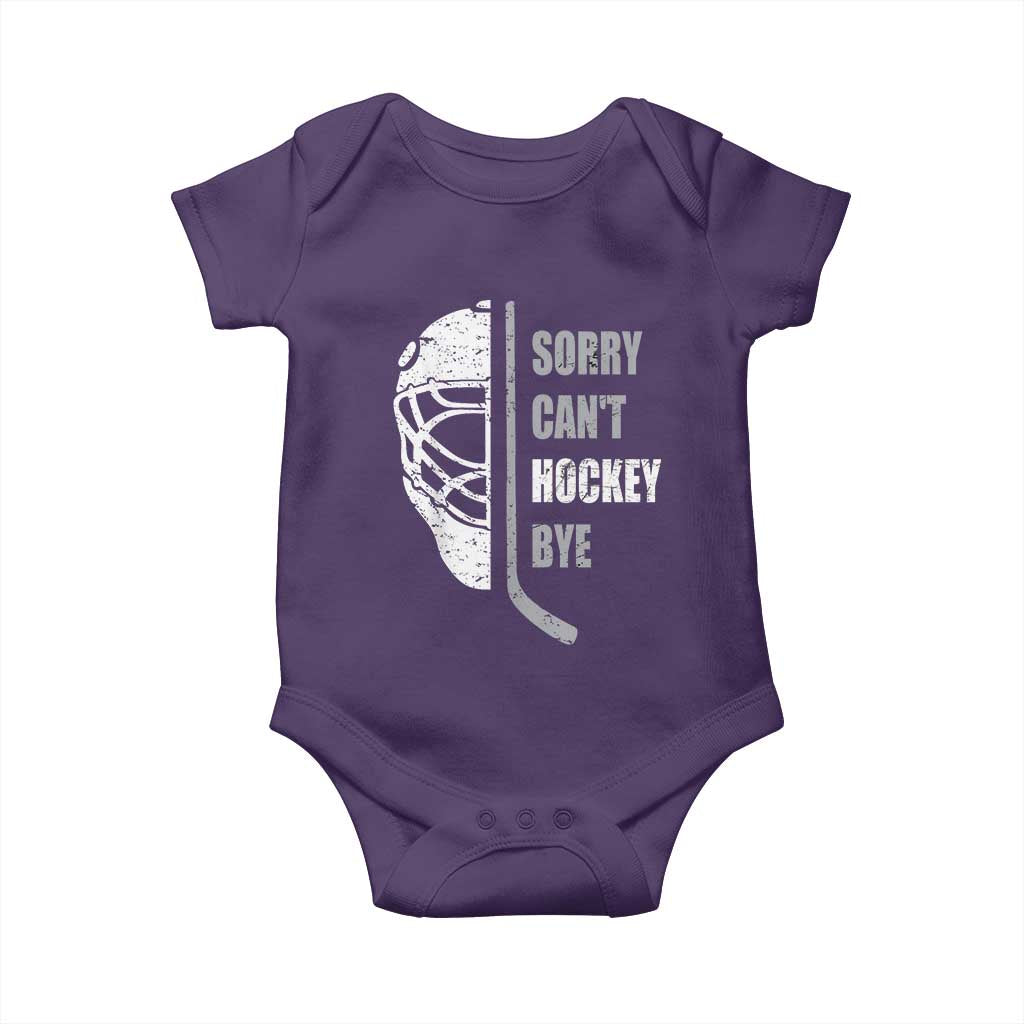Ice Hockey Player Baby Onesie Retro Sorry Cant Hockey Bye - Wonder Print Shop