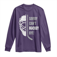 Ice Hockey Player Long Sleeve Shirt Retro Sorry Cant Hockey Bye - Wonder Print Shop