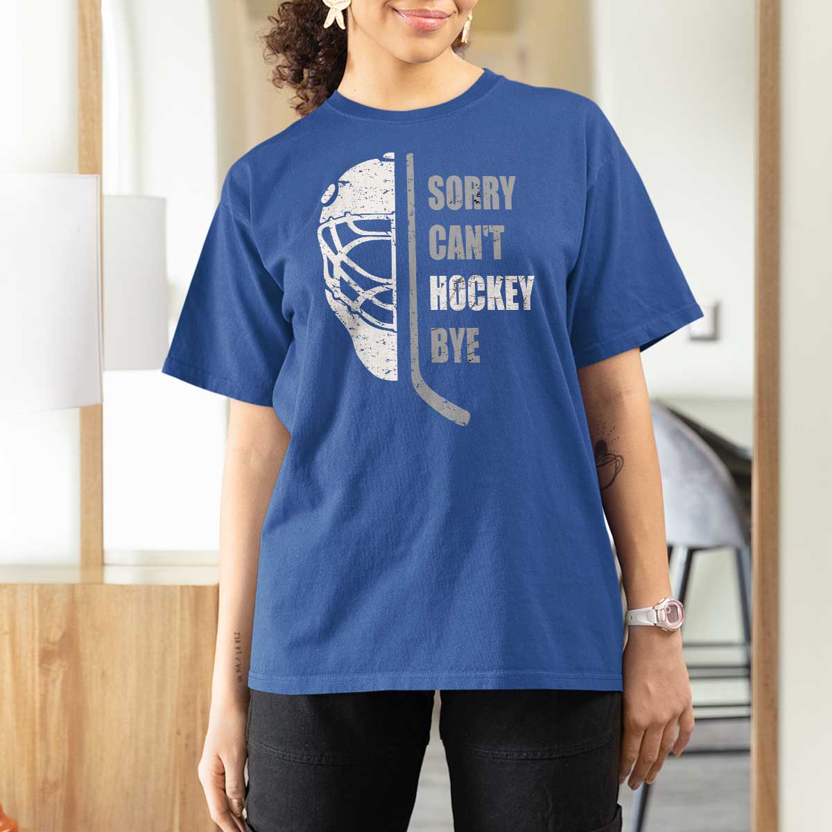 Ice Hockey Player T Shirt For Women Retro Sorry Cant Hockey Bye - Wonder Print Shop