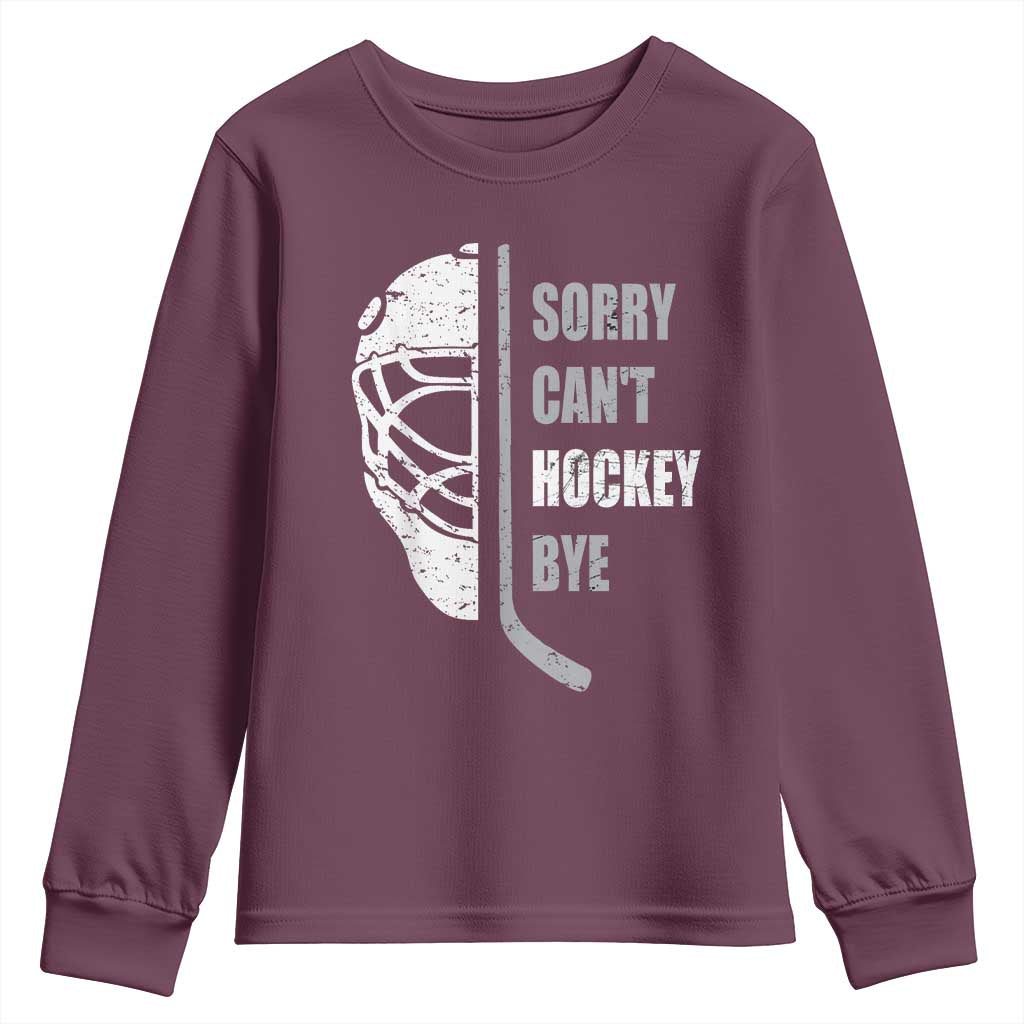 Ice Hockey Player Youth Sweatshirt Retro Sorry Cant Hockey Bye - Wonder Print Shop