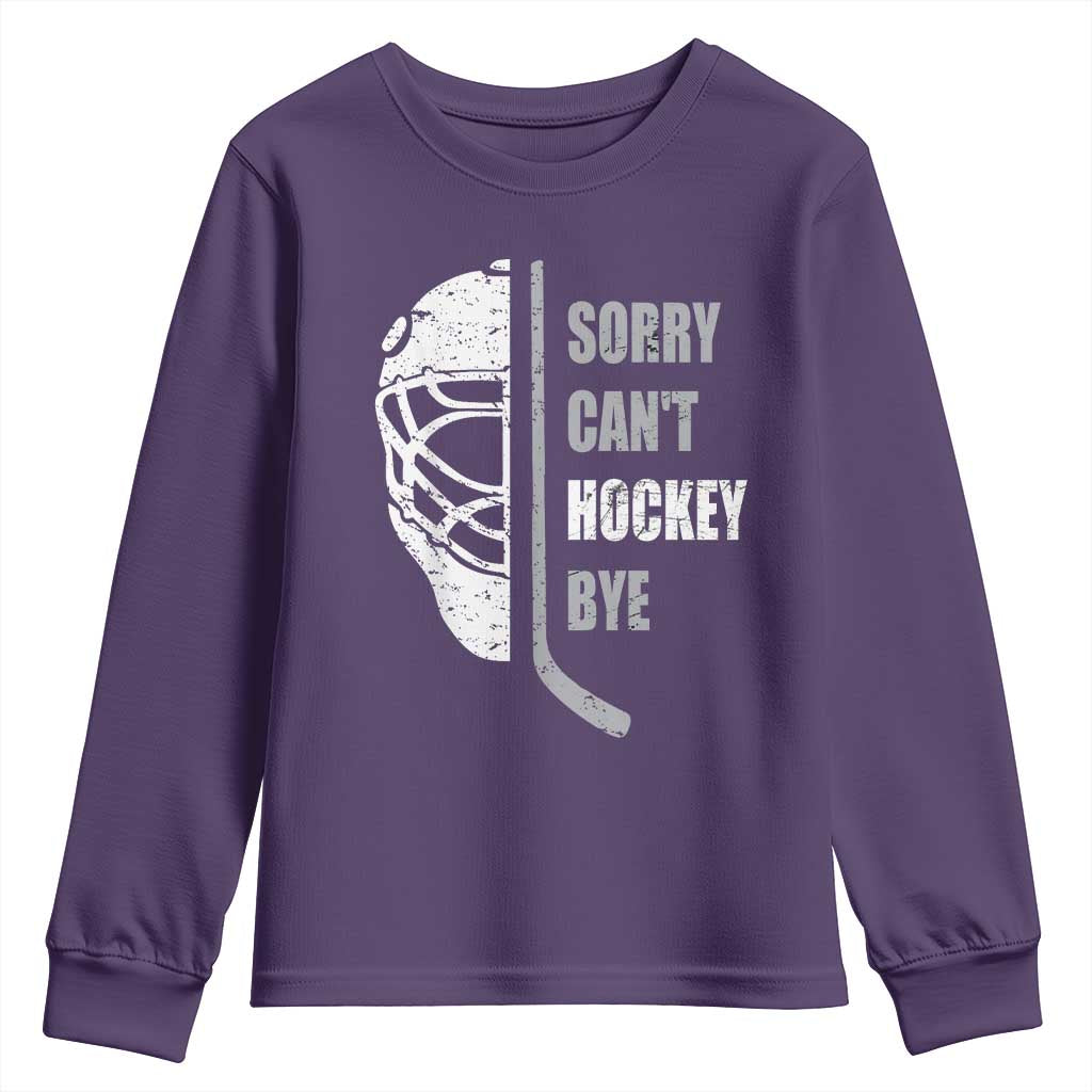 Ice Hockey Player Youth Sweatshirt Retro Sorry Cant Hockey Bye - Wonder Print Shop