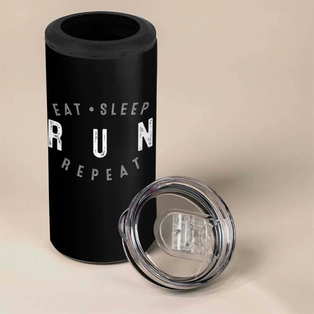 Eat Sleep Run Repeat 4 in 1 Can Cooler Tumbler Marathon Runner