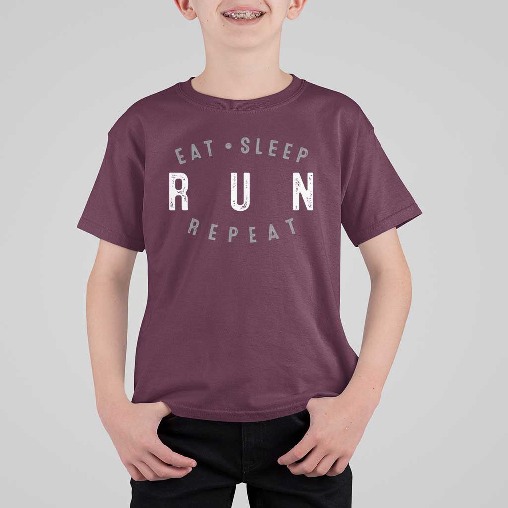 Eat Sleep Run Repeat T Shirt For Kid Marathon Runner