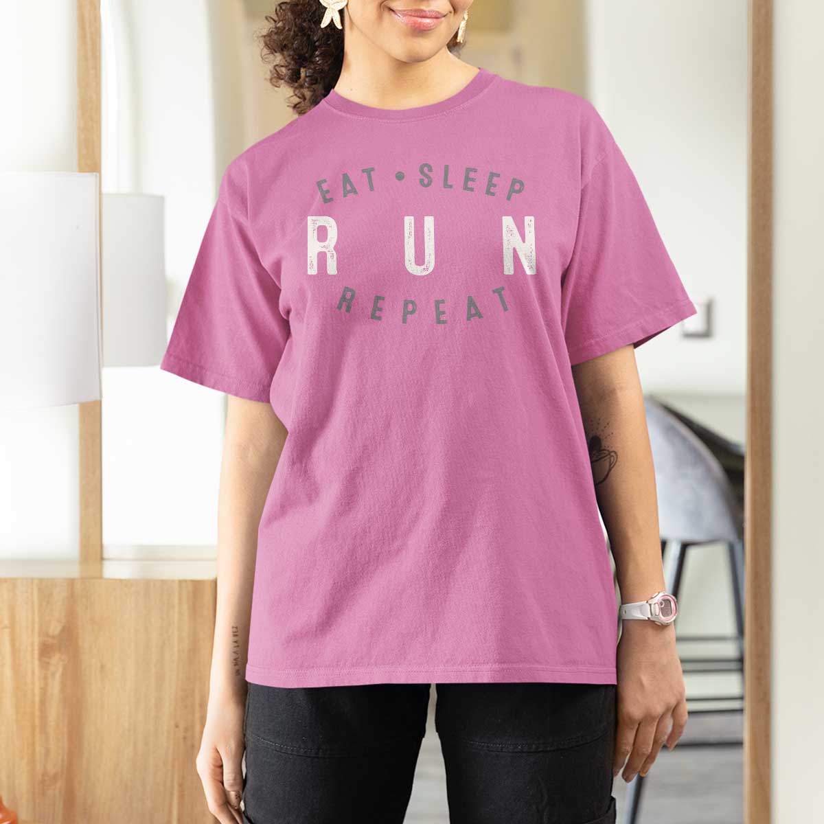 Eat Sleep Run Repeat T Shirt For Women Marathon Runner
