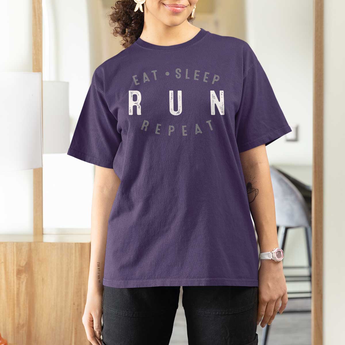 Eat Sleep Run Repeat T Shirt For Women Marathon Runner