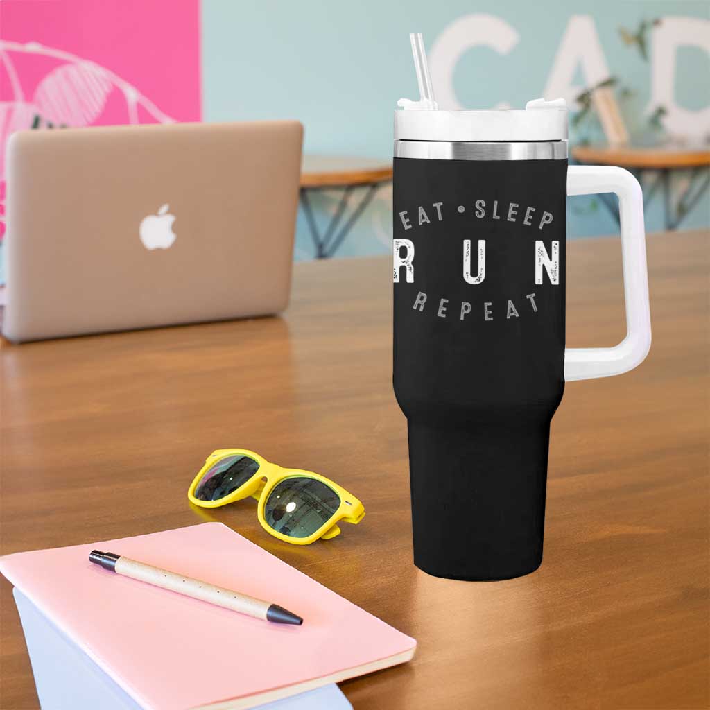 Eat Sleep Run Repeat Tumbler With Handle Marathon Runner