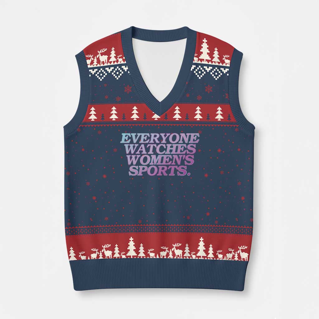 Everyone Watches Womens Sports V-Neck Knit Sweater Vest Feminist Body Positivity Inclusive Equality - Wonder Print Shop