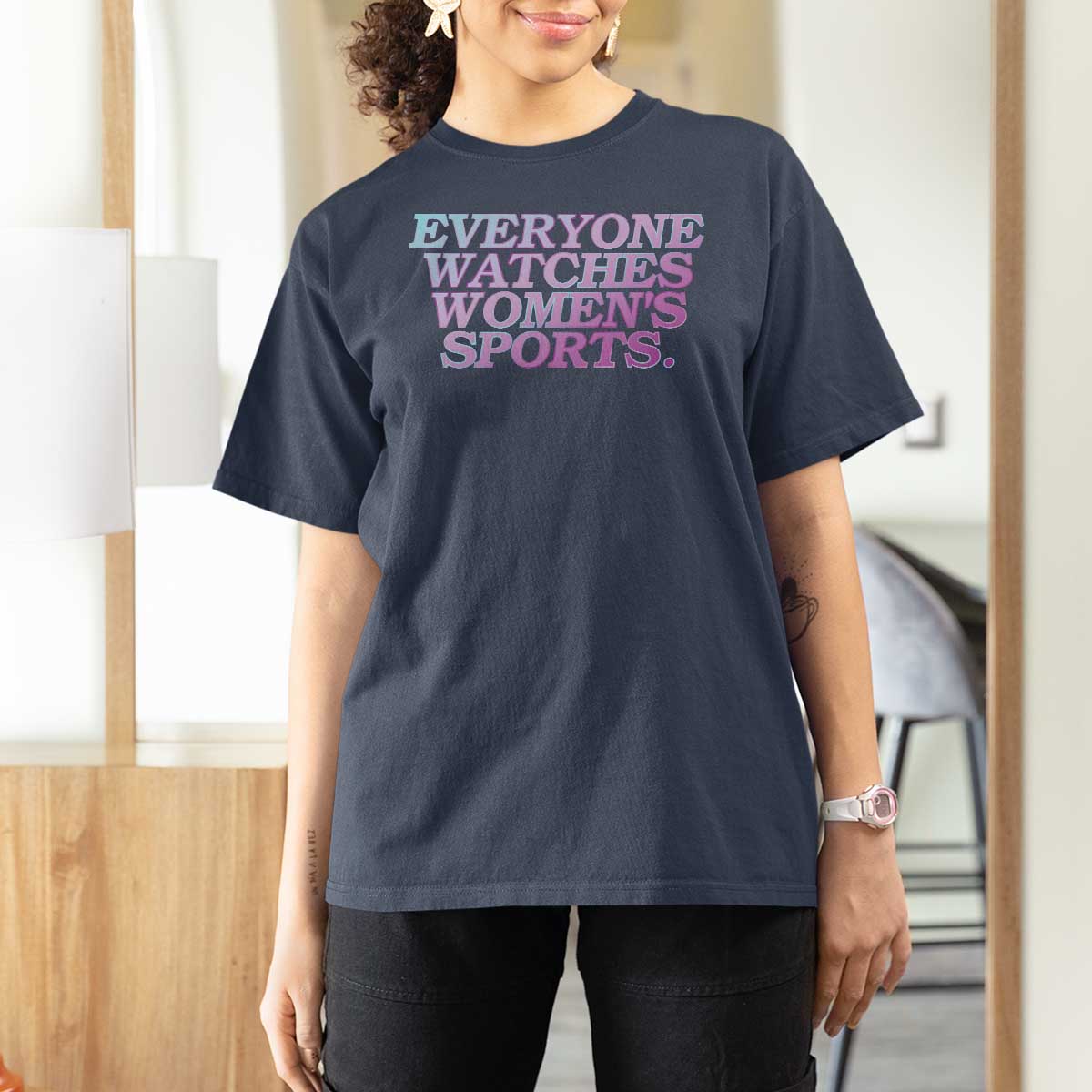 Everyone Watches Womens Sports T Shirt For Women Feminist Body Positivity Inclusive Equality - Wonder Print Shop