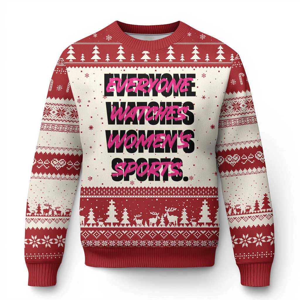 Womens Sports Ugly Christmas Sweater Feminist Body Positivity Inclusive Equality - Wonder Print Shop