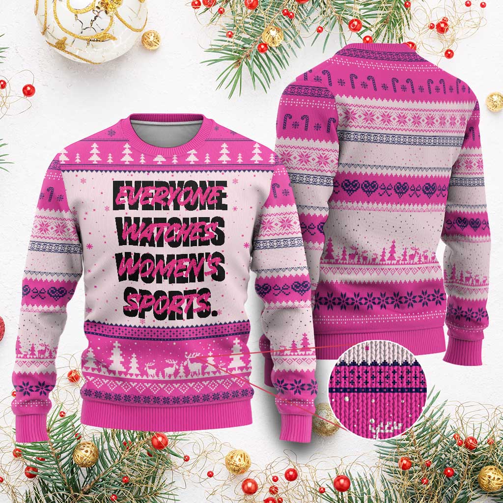 Womens Sports Ugly Christmas Sweater Feminist Body Positivity Inclusive Equality - Wonder Print Shop