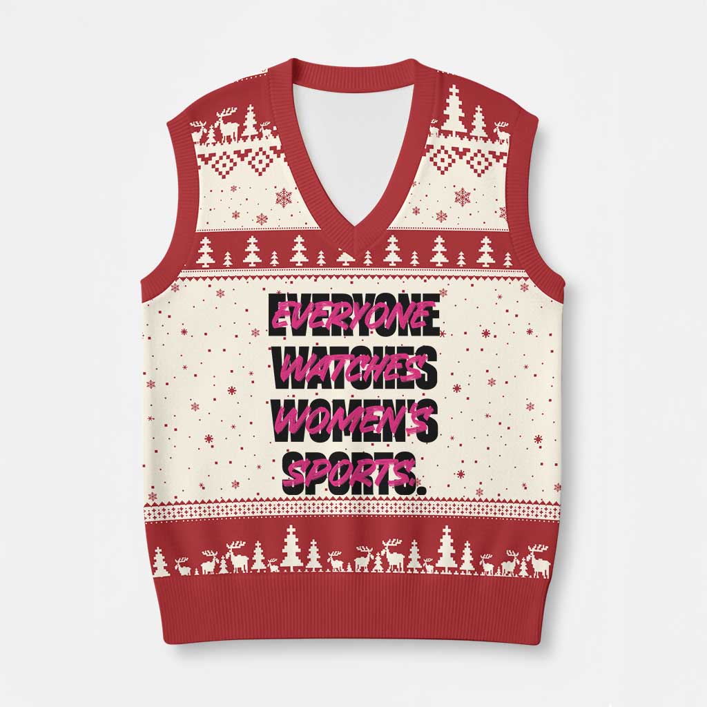 Womens Sports V-Neck Knit Sweater Vest Feminist Body Positivity Inclusive Equality - Wonder Print Shop
