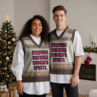 Womens Sports V-Neck Knit Sweater Vest Feminist Body Positivity Inclusive Equality - Wonder Print Shop