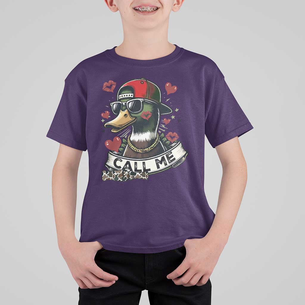 Valentine Mallard Duck T Shirt For Kid Camo Hunting Valentines Day Gift For Her