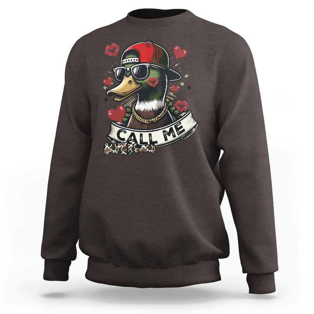 Valentine Mallard Duck Sweatshirt Camo Hunting Valentines Day Gift For Her