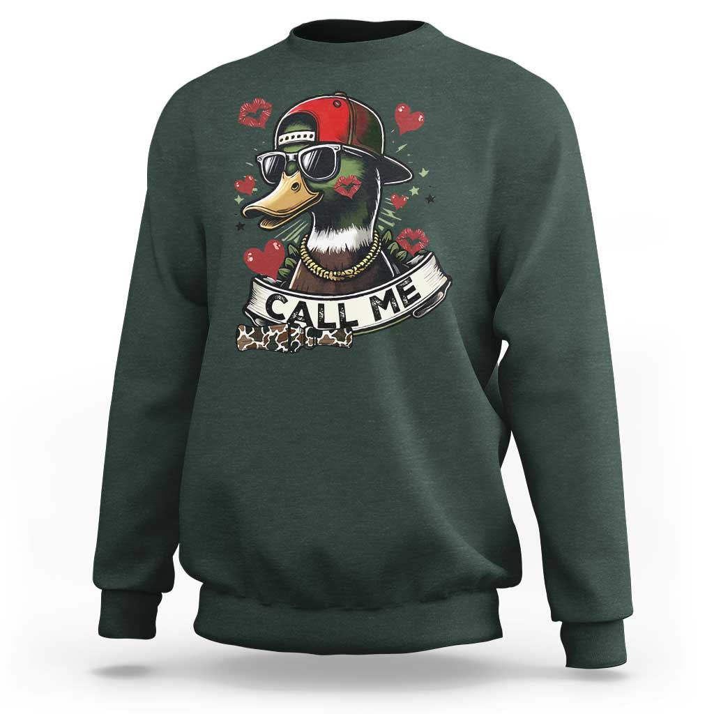 Valentine Mallard Duck Sweatshirt Camo Hunting Valentines Day Gift For Her