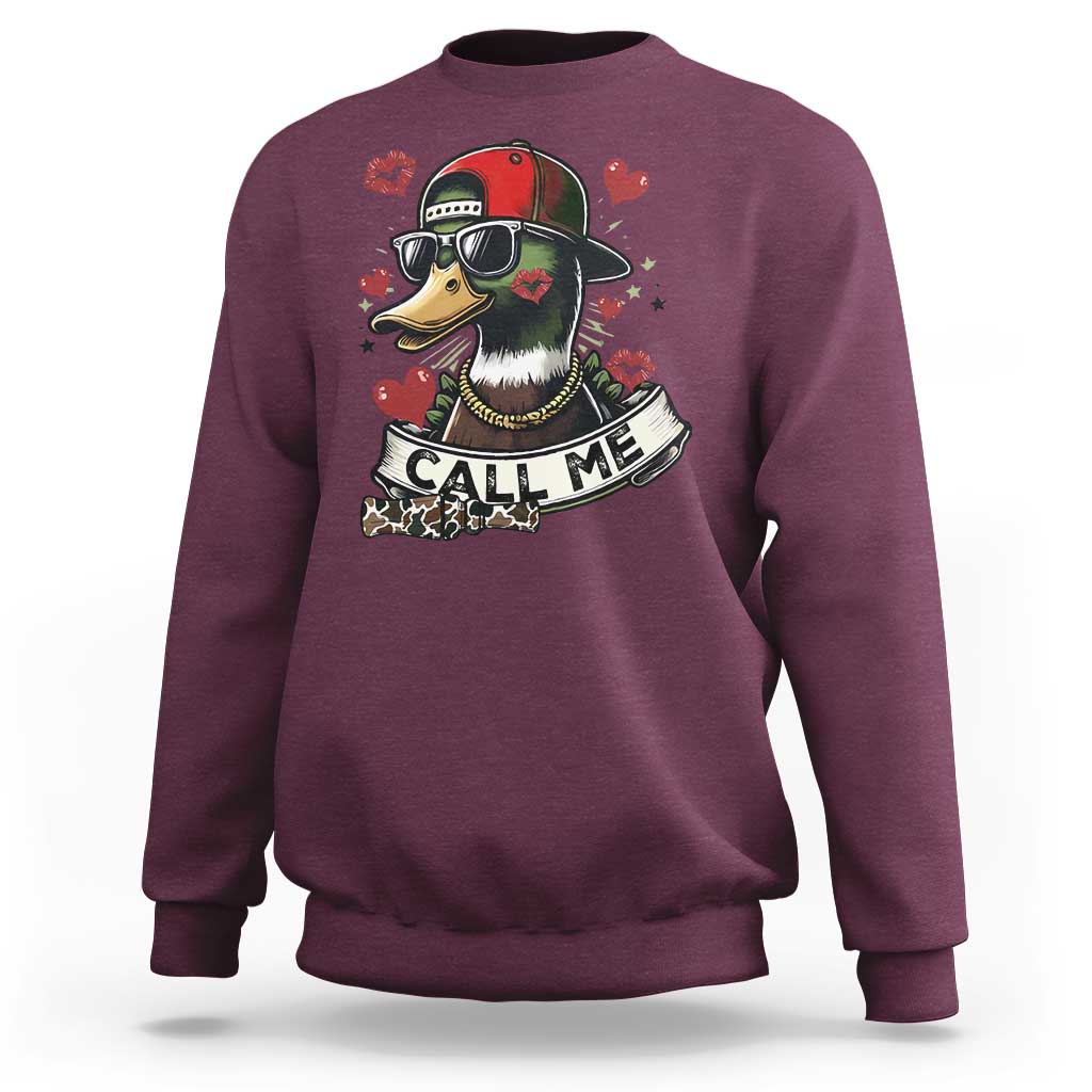 Valentine Mallard Duck Sweatshirt Camo Hunting Valentines Day Gift For Her