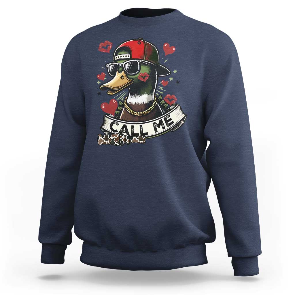 Valentine Mallard Duck Sweatshirt Camo Hunting Valentines Day Gift For Her