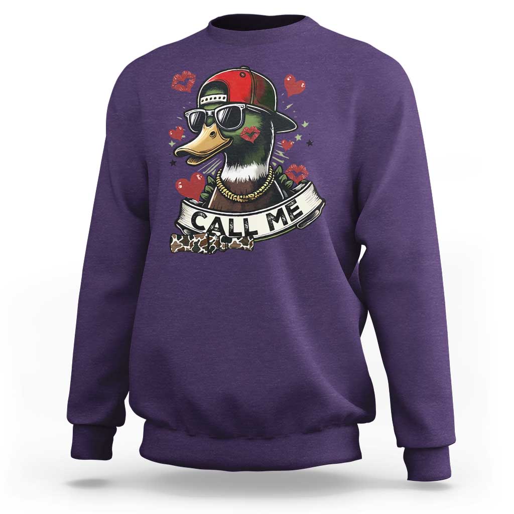 Valentine Mallard Duck Sweatshirt Camo Hunting Valentines Day Gift For Her