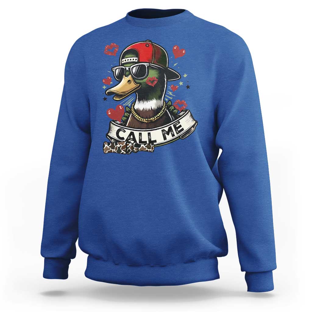 Valentine Mallard Duck Sweatshirt Camo Hunting Valentines Day Gift For Her
