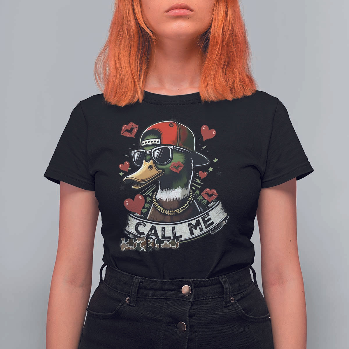 Valentine Mallard Duck T Shirt For Women Camo Hunting Valentines Day Gift For Her