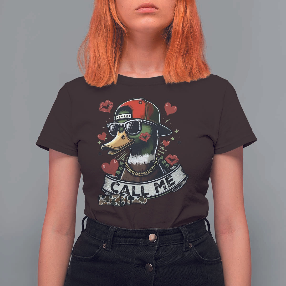 Valentine Mallard Duck T Shirt For Women Camo Hunting Valentines Day Gift For Her