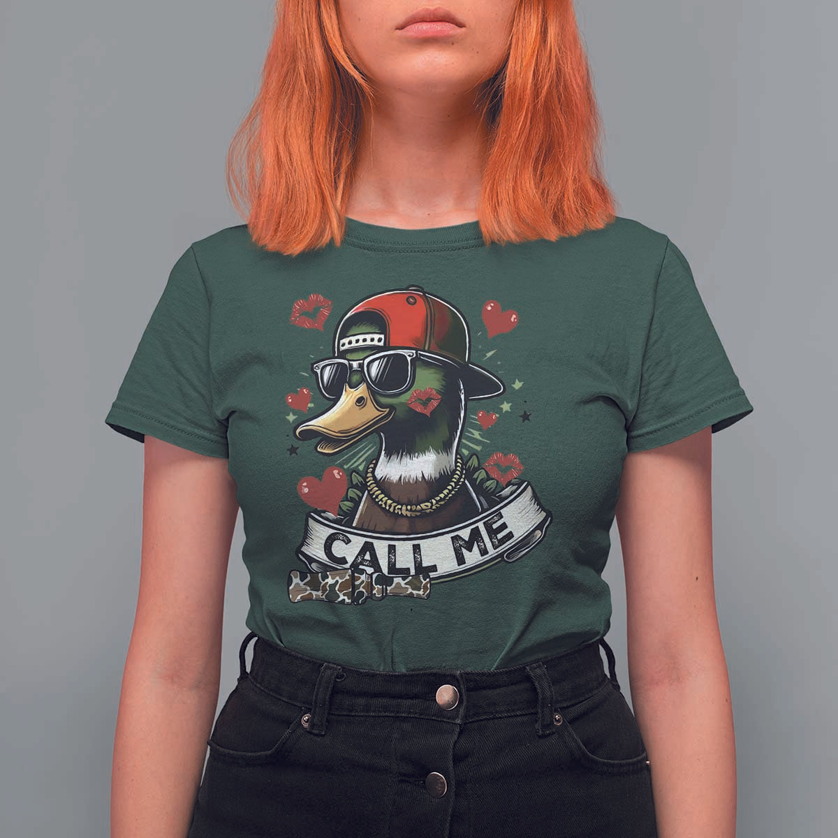 Valentine Mallard Duck T Shirt For Women Camo Hunting Valentines Day Gift For Her