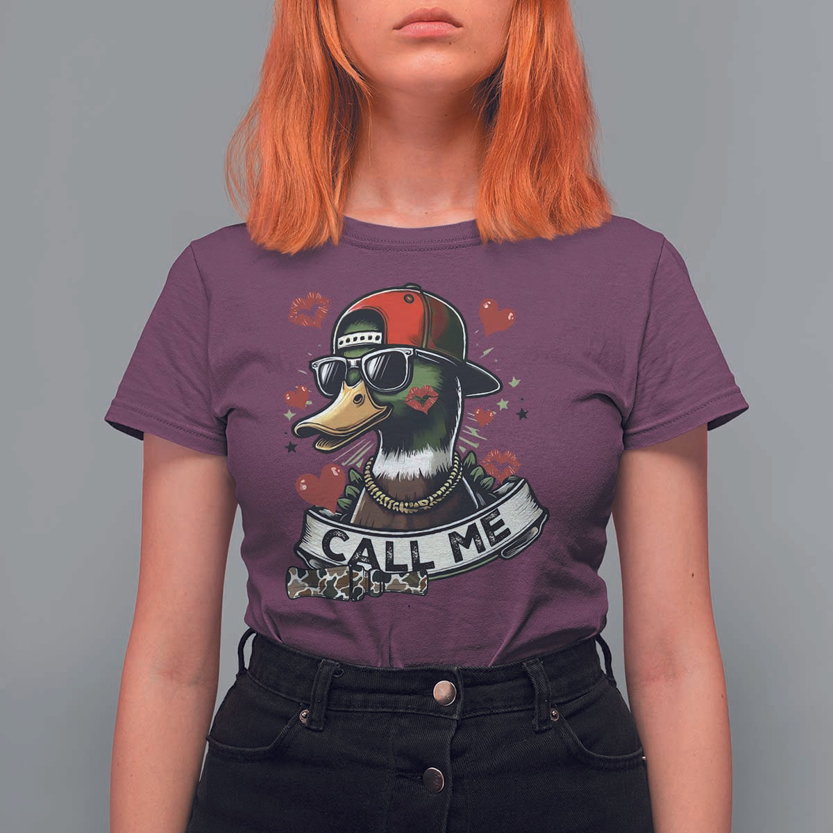 Valentine Mallard Duck T Shirt For Women Camo Hunting Valentines Day Gift For Her