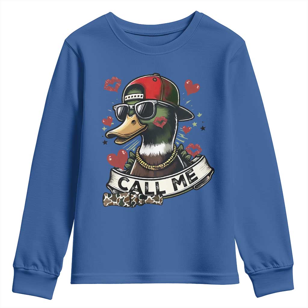 Valentine Mallard Duck Youth Sweatshirt Camo Hunting Valentines Day Gift For Her