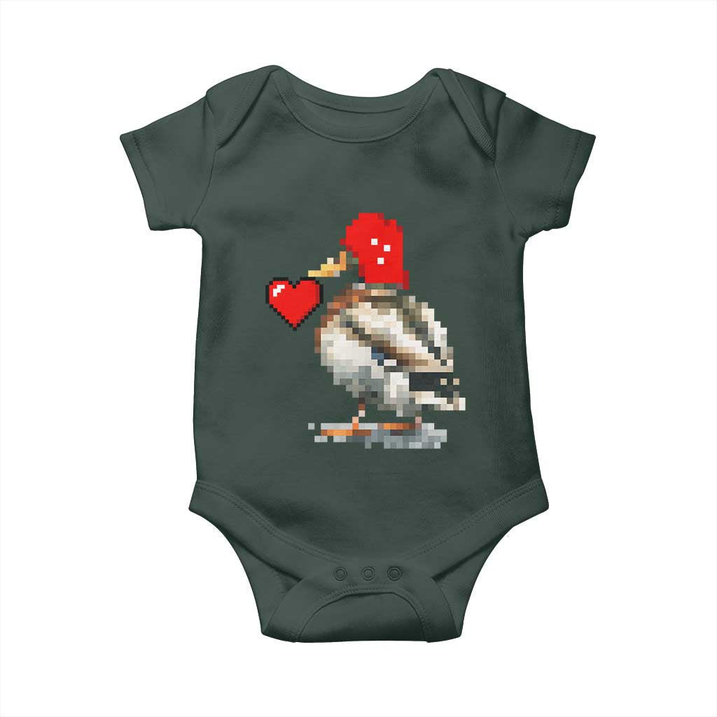 Pixel Valentine Mallard Duck Baby Onesie Hunting Valentines Day Gift For Her