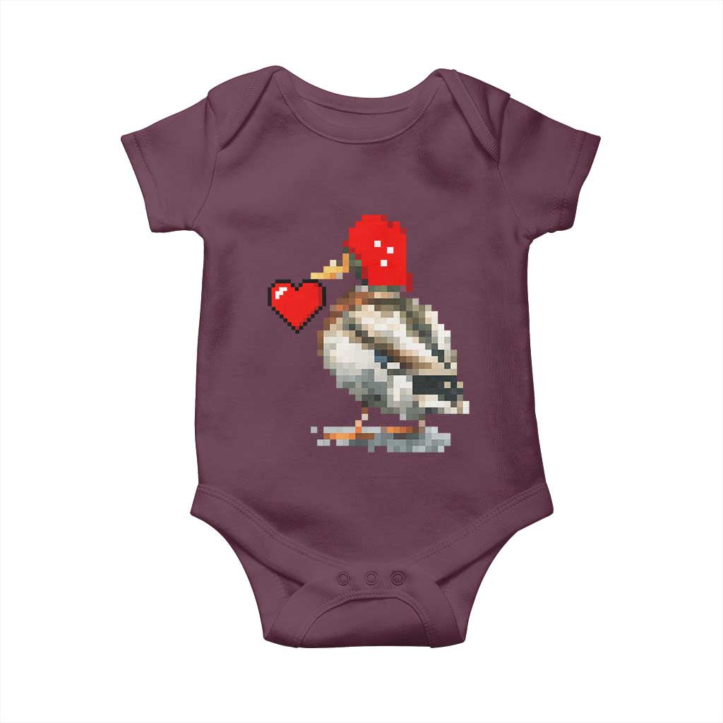Pixel Valentine Mallard Duck Baby Onesie Hunting Valentines Day Gift For Her