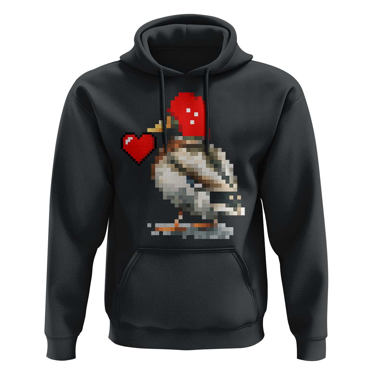 Pixel Valentine Mallard Duck Hoodie Hunting Valentines Day Gift For Her