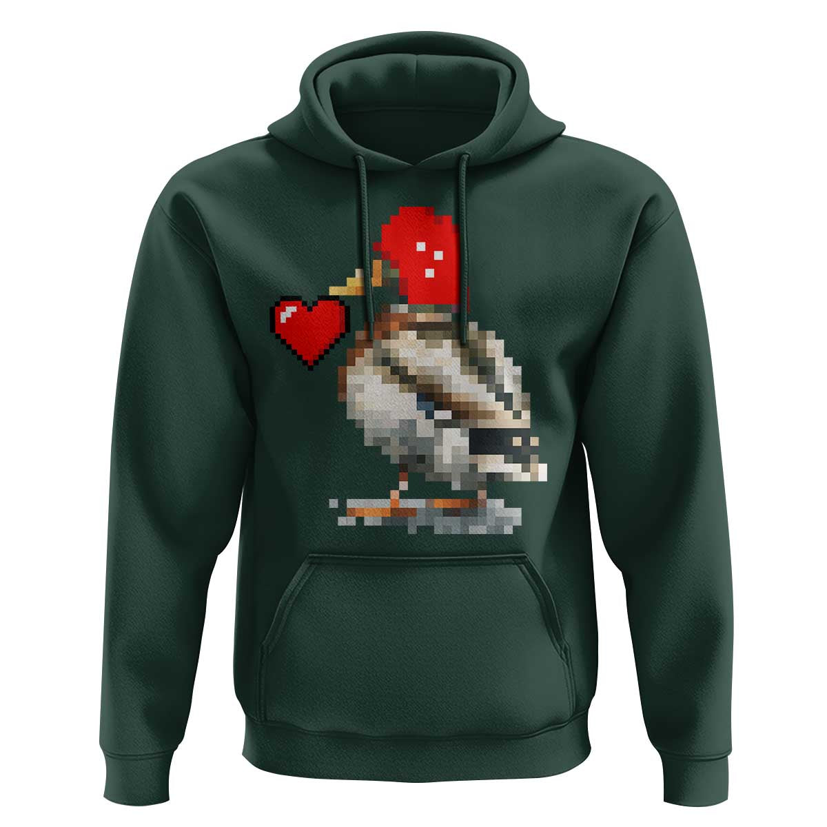 Pixel Valentine Mallard Duck Hoodie Hunting Valentines Day Gift For Her