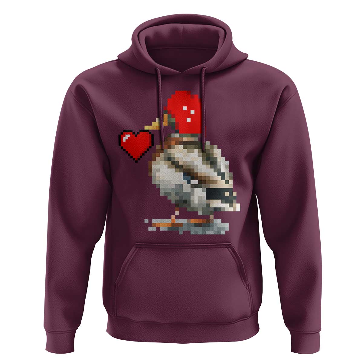 Pixel Valentine Mallard Duck Hoodie Hunting Valentines Day Gift For Her