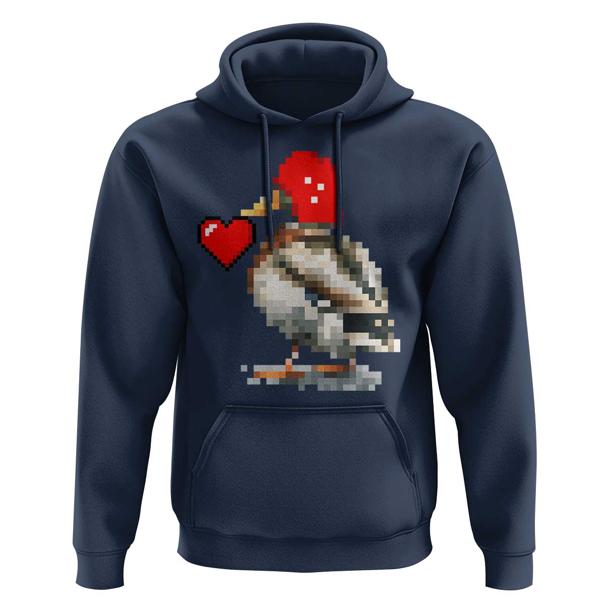 Pixel Valentine Mallard Duck Hoodie Hunting Valentines Day Gift For Her