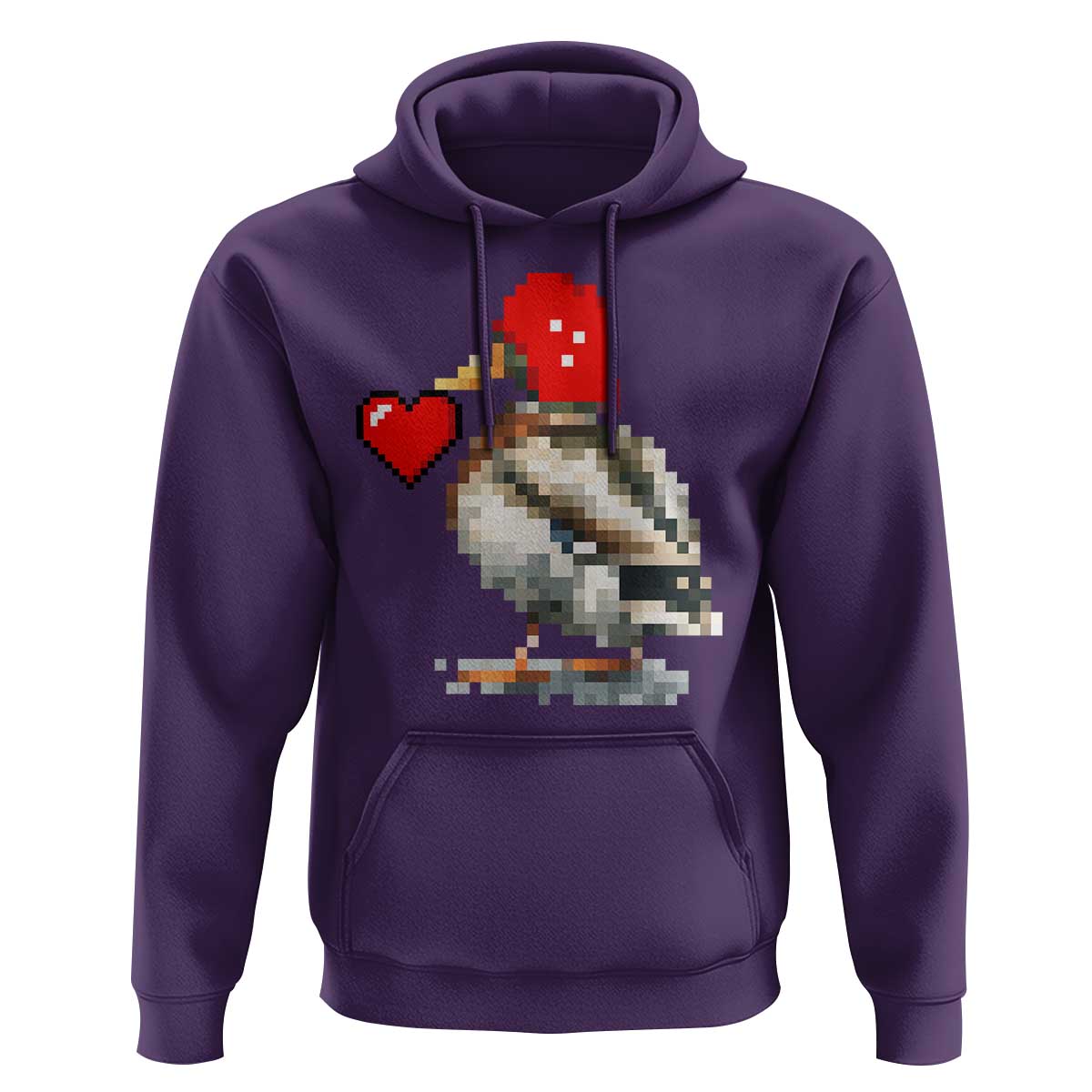 Pixel Valentine Mallard Duck Hoodie Hunting Valentines Day Gift For Her