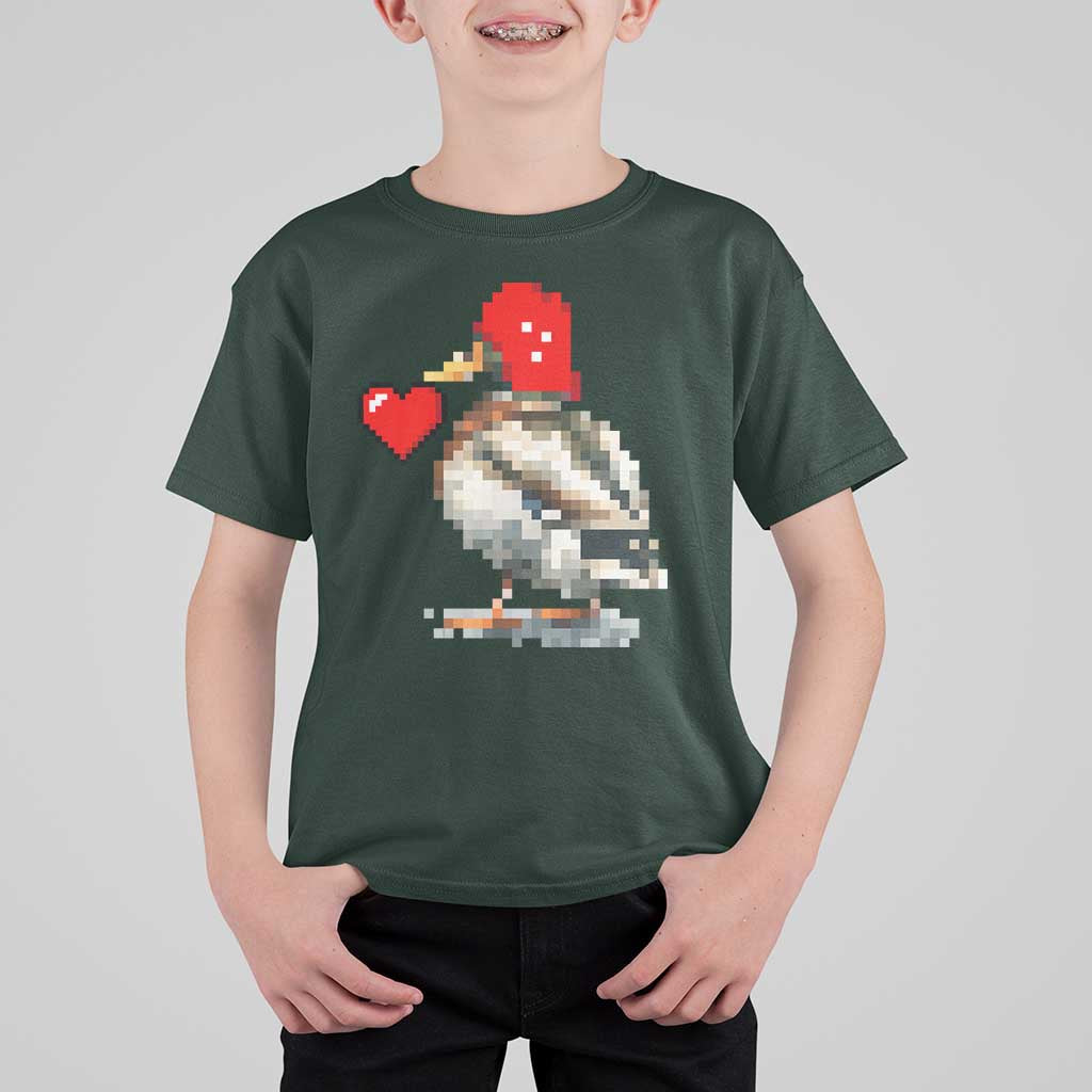 Pixel Valentine Mallard Duck T Shirt For Kid Hunting Valentines Day Gift For Her