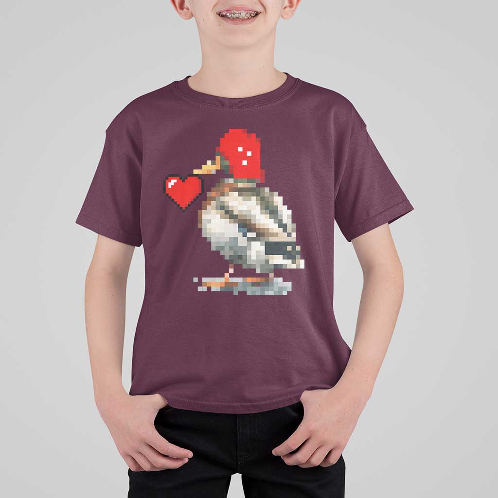 Pixel Valentine Mallard Duck T Shirt For Kid Hunting Valentines Day Gift For Her
