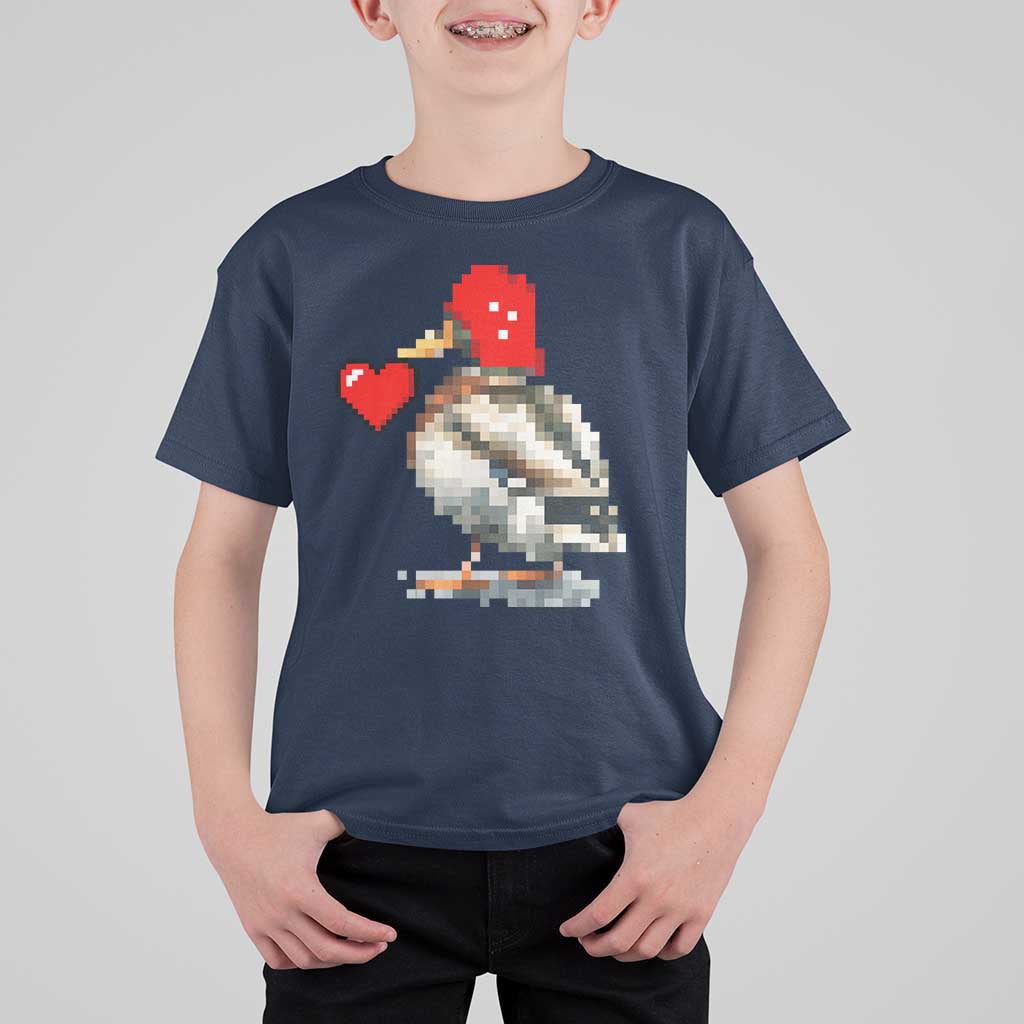 Pixel Valentine Mallard Duck T Shirt For Kid Hunting Valentines Day Gift For Her