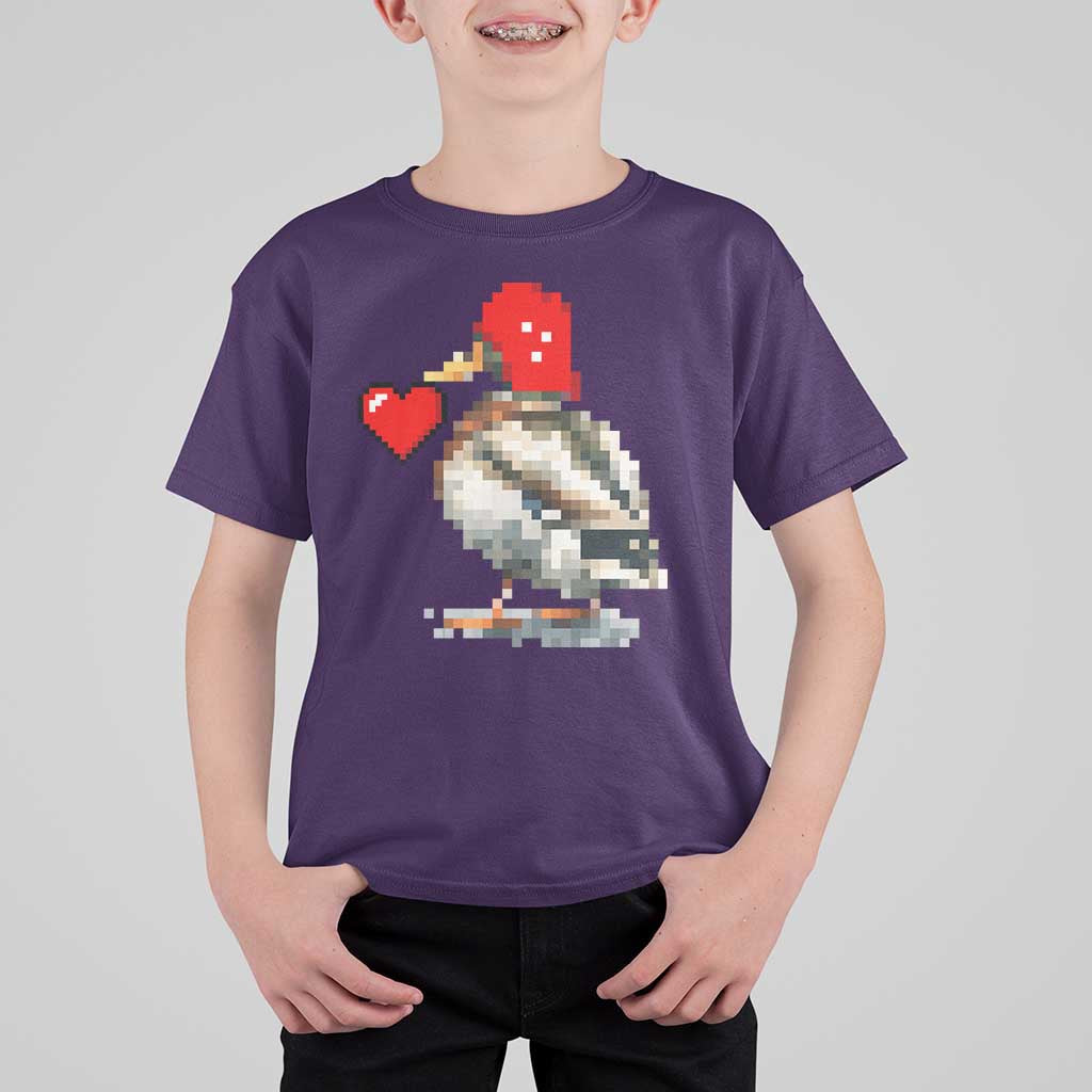 Pixel Valentine Mallard Duck T Shirt For Kid Hunting Valentines Day Gift For Her