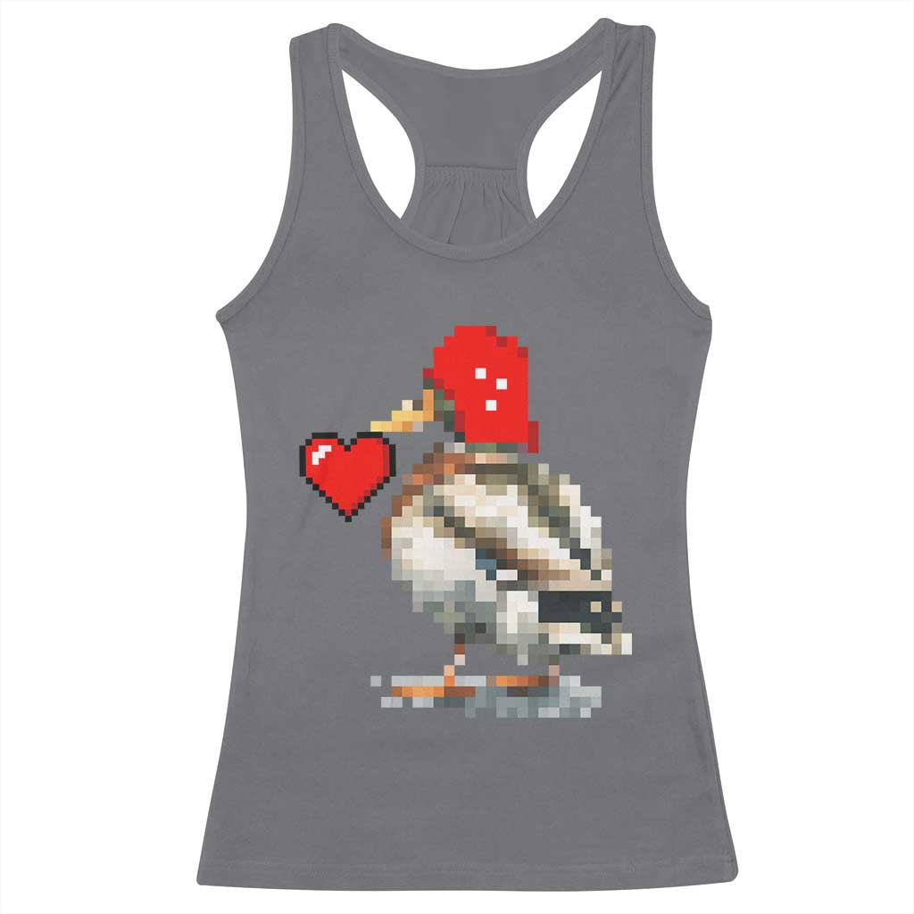 Pixel Valentine Mallard Duck Racerback Tank Top Hunting Valentines Day Gift For Her