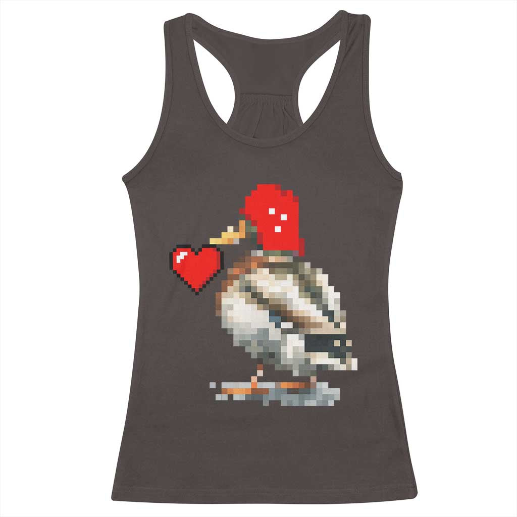 Pixel Valentine Mallard Duck Racerback Tank Top Hunting Valentines Day Gift For Her