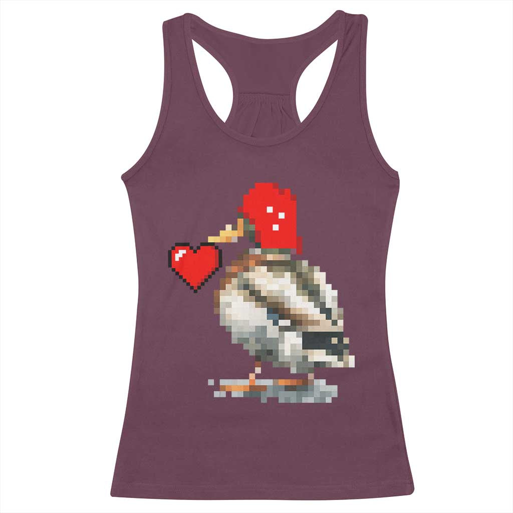 Pixel Valentine Mallard Duck Racerback Tank Top Hunting Valentines Day Gift For Her