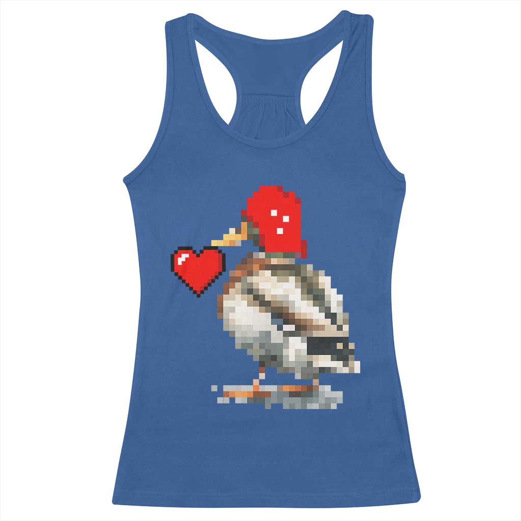Pixel Valentine Mallard Duck Racerback Tank Top Hunting Valentines Day Gift For Her