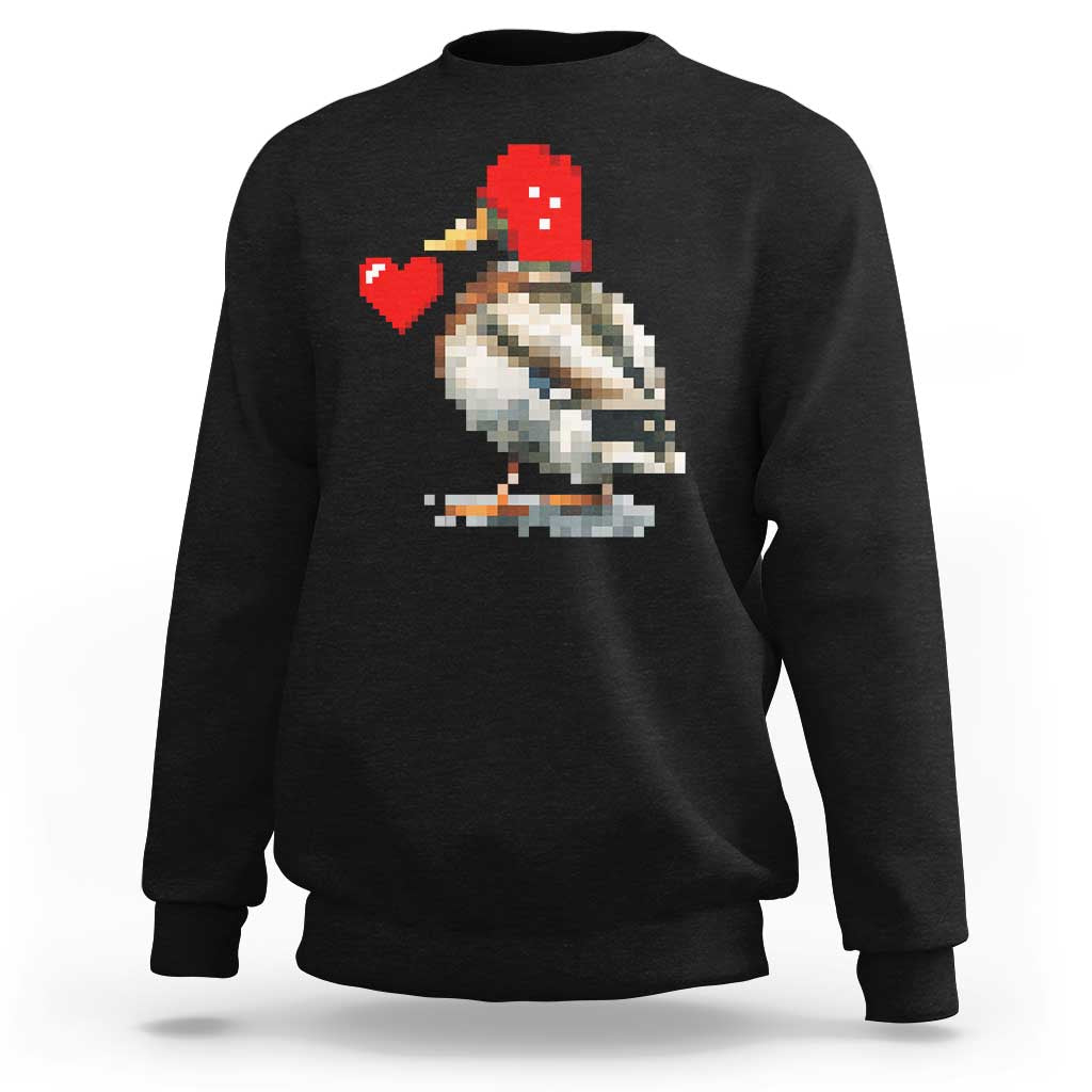 Pixel Valentine Mallard Duck Sweatshirt Hunting Valentines Day Gift For Her