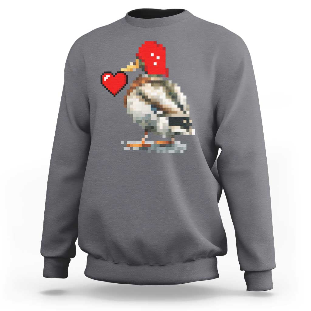 Pixel Valentine Mallard Duck Sweatshirt Hunting Valentines Day Gift For Her