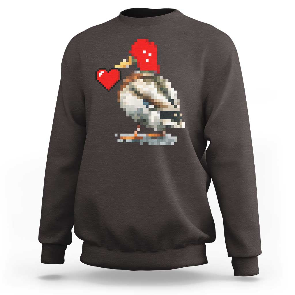 Pixel Valentine Mallard Duck Sweatshirt Hunting Valentines Day Gift For Her