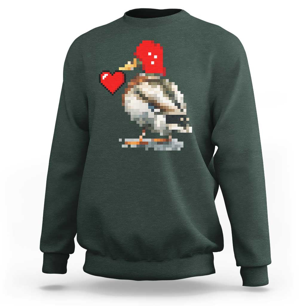 Pixel Valentine Mallard Duck Sweatshirt Hunting Valentines Day Gift For Her
