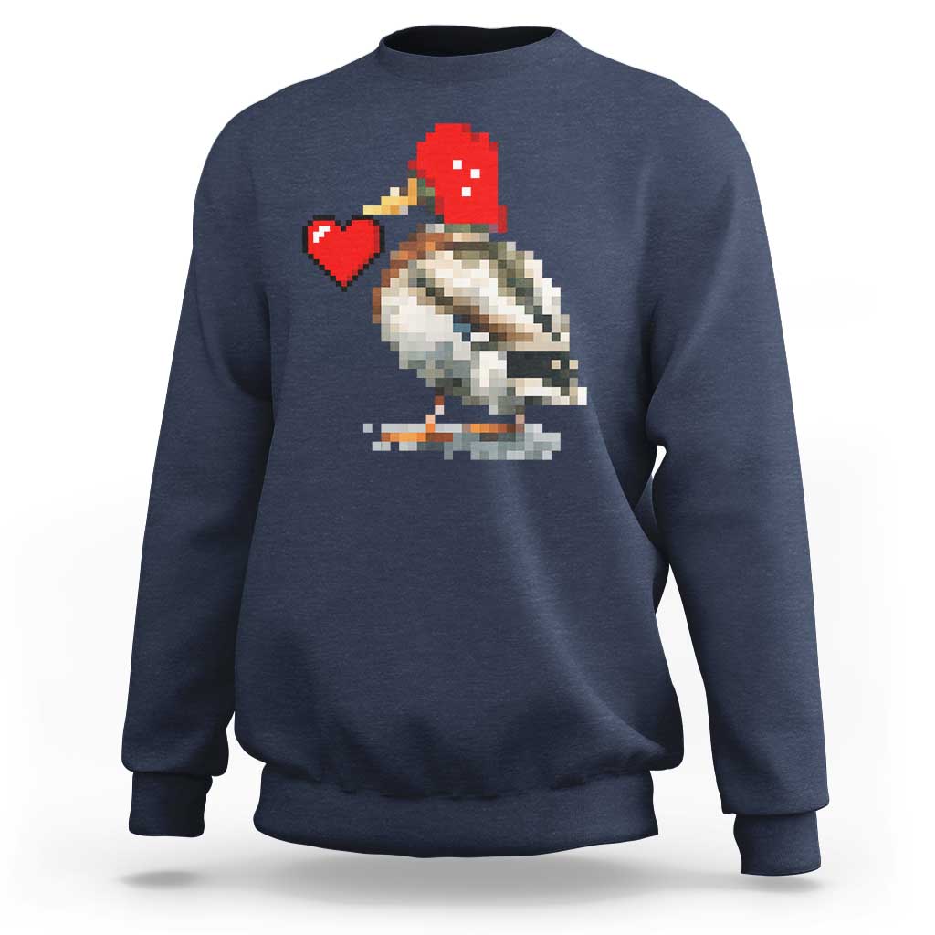 Pixel Valentine Mallard Duck Sweatshirt Hunting Valentines Day Gift For Her